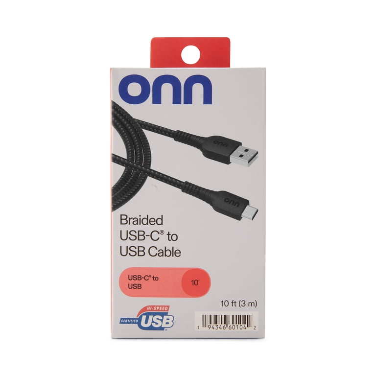 onn. 10ft USB to USB-C Braided Charging Cable photo 3