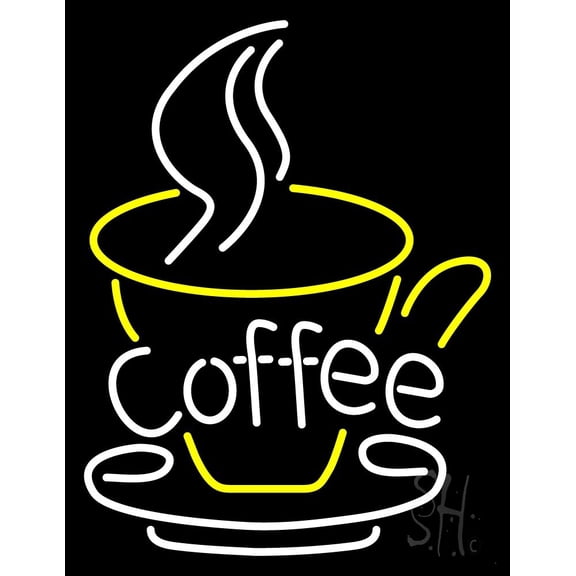 Coffee In Between Glass LED Neon Sign 24 x 31 - inches, Black Square Cut Acrylic Backing, with Dimmer - Bright and Premium built indoor LED Neon Sign for café and stroefront.