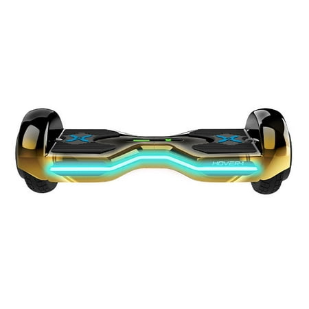 Hover-1 Eclipse Hoverboard w/ 8 in Wheels, Ultrabright Customizable LED Headlights, Built-In Bluetooth Speaker, 4-Hour Charge Time, 7 MPH Max Speed - Black and Gold
