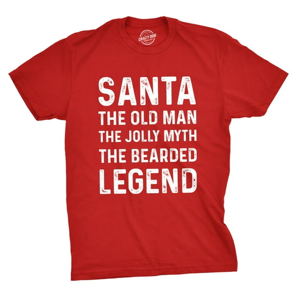 Mens Santa The Old Man The Jolly Myth The Bearded Legend T Shirt Funny Christmas Party Tee Graphic Tees