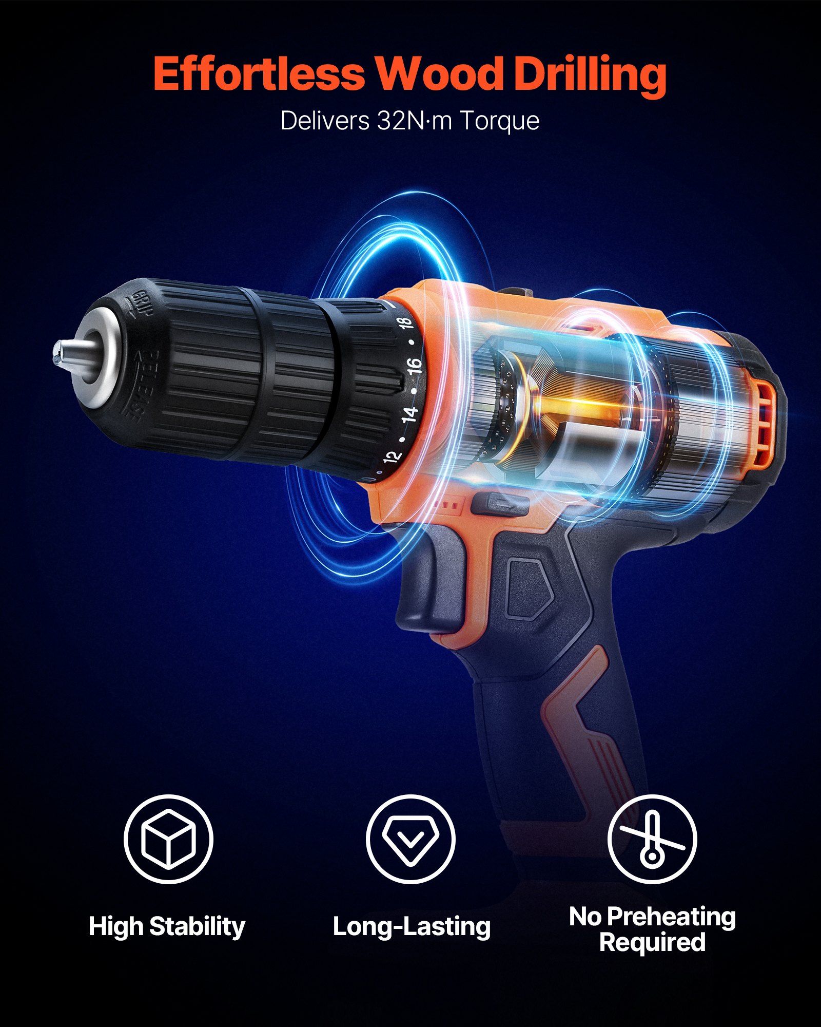 Cordless Drill 1/2" Keyless 2-Speed w/ Battery & Charger - Drill/Screw