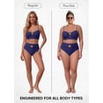 thumbnail image 4 of SHEWIN Womens Swimsuits Bathing Suits 2 Piece Bikini Sets High Waisted Cut Out Modest Swimsuit Full Coverage Beach Outfits Navy Blue XL, 4 of 11