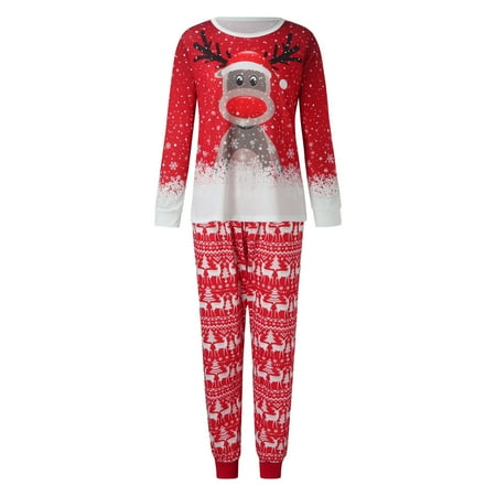 

LWZWM Christmas Pajamas Set Matching Christmas Pjs Set Holiday Pajamas for Women Reindeer Sleepwear Nightgown Xmas Top+Pants Mom XL