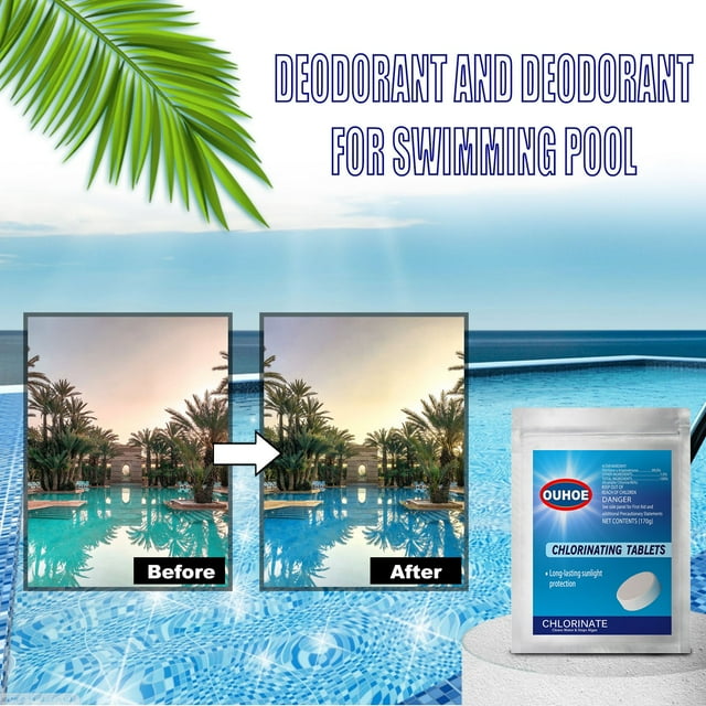 170 pcs Stabilized Chlorine Tablets | Use As Bactericide, Algaecide, and Disinfectant in Swimming Pools and Spas | Slow Dissolving and UV Protected