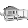 thumbnail image 1 of 65" Grey Wooden Rabbit Hutch & Pet Playpen – Indoor Hutch with Storage, Ladder & Easy-Clean Trays for Rabbits & Small Animals – Living Room/Bedroom Use, 1 of 7