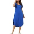 thumbnail image 2 of INSPIRE CHIC Women's Mother's Day Nightgown V Neck Short Sleeve Long Nightshirt Spring Summer Lounge Dress with Pocket XS Royal Blue, 2 of 6