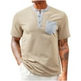 thumbnail image 1 of Weiqiqre Mens Shirts Short Sleeve Button Down Shirts Color Block Collared Golf Shirts with Pocket, 1 of 4