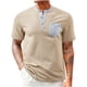 thumbnail image 1 of Playeras Elvqul para Hombre Algodón Cao Casual Elástica Manga Corta de Bloques de Color Cuello Redondo Botones, 1 of 4