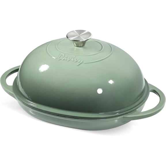 Davivy 6QT Dutch Oven Enameled Cast Iron Bread Oven for Sourdough Sea Salt Green