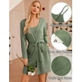 thumbnail image 4 of Ekouaer Pajamas for Women Set 3 Piece Lounge Set Soft Pajama Sets Waffle Knit Tank Top and Shorts Cardigan with Pockets, 4 of 6