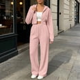 thumbnail image 2 of Naotn Women Ribbed Knit 2 Piece Sweatsuit Set, Full Zip Up Long Sleeve Cropped Hoodies Wide Leg Pants Matching Casual Sets, 2 of 7