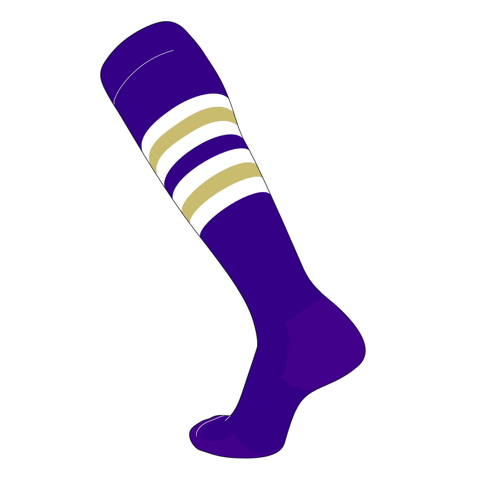 TCK Elite Baseball Football Knee High Striped Socks (I) Purple, White
