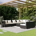 thumbnail image 1 of vidaXL Ensemble Salon de Jardin 9 Pcs avec Coussins Rotin Synthétique Noir, 1 of 5
