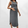 thumbnail image 3 of Annhoo Cotton Women Dress Pregnant Patchwork Solid Color Crew Neck Tank Sleeveless Nursing Casual Maternity Maxi Dresses, 3 of 5