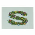 thumbnail image 1 of Letter S Cutting Board, Pine Design Letter S Christmas Ornaments Colorful Balls Stars Multicolored Pattern, Decorative Tempered Glass Cutting and Serving Board, Small Size, Multicolor, by Ambesonne, 1 of 1