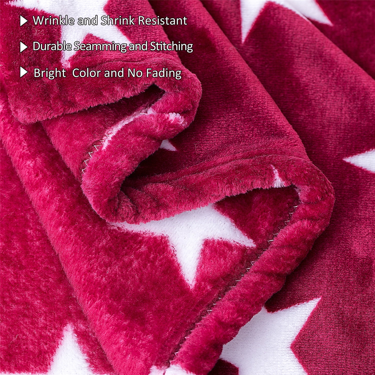 JML Soft Flannel Fleece Throw Blanket, Navy & Burgundy Star, Standard Throw  (2 Pack) 