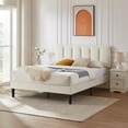 thumbnail image 2 of VECELO Queen Size Upholstered Platform Bed Frame with Adjustable Headboard, Wooden Slats Support, No Box Spring Needed/Easy Assembly, Beige, 2 of 8