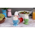 thumbnail image 6 of Servette Home Egg Cup Cute Ceramic Soft-Boiled Egg Holder Polka Dot - Set of 4 (Blue Red), 6 of 6