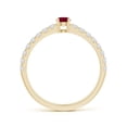thumbnail image 2 of ANGARA Natural Classic Solitaire Ruby Promise Ring with Pave Diamonds in 14K Yellow Gold for Women (Size-3.5mm) | July Birthstone Jewelry for Her | Natural Ruby Rings, 2 of 8