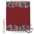 thumbnail image 2 of 4th of July Shower Curtain, 36" x 72", USA Flag Rose Flowers Independence Day Waterproof Bathroom Curtain Washable Shower Curtain Set with 12 Hooks, 2 of 9