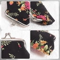 thumbnail image 4 of 1 pc Canvas Rose Kiss Lock Wallet Vintage Trinkets Purse Ladies Change Pocket Iron Frame Compact Hand-held Wallet for Credit Card Keys Headset Storage Christmas Valentine's Day Gift 4x3.3x0.3in, 4 of 4