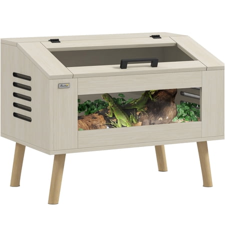 JERFIT 29 Gallon Oak Wood Reptile Tank Terrarium with Glass Viewing Windows & Ventilation, Top Opening Habitat for Snakes, Lizards, Frogs, Chameleons