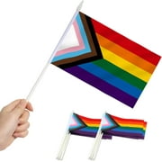 Anley Progress Rainbow Pride Mini Flag 12 Pack - Hand Held Small Miniature Rainbow Transgender Gay Pride Flags 5x8 Inch