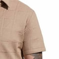 thumbnail image 6 of Stamzod Mens Shirts Casual Solid Short Sleeve Button Down Shirt Jacquard Textured Vacation Beach Shirts for Men Khaki M, 6 of 7