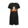 thumbnail image 5 of Sakmal Cute Moomoo Womens Nightgown Black Short Halloween Sleep Dress Pumpkin Print Short Sleeve Nightgowns for Women, 5 of 5