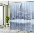 thumbnail image 4 of Ambesonne Christmas Shower Curtain, Winter Blizzard Forest, 69"Wx70"L, White, 4 of 4