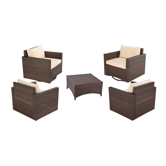 W Unlimited Dark Brown Set Of 4 Glider Chair With 1 Coffee Table SW1841S4T1