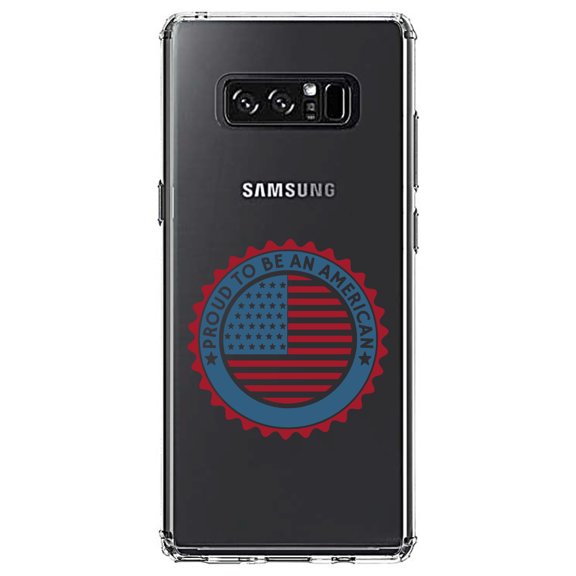 DistinctInk Clear Shockproof Hybrid Case for Samsung Galaxy Note 8 - TPU Bumper Acrylic Back Tempered Glass Screen Protector - USA Seal - Proud to be an American