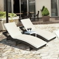 thumbnail image 1 of Costway 2PCS Patio Rattan Folding Lounge Chair Chaise Adjustable White Cushion, 1 of 10