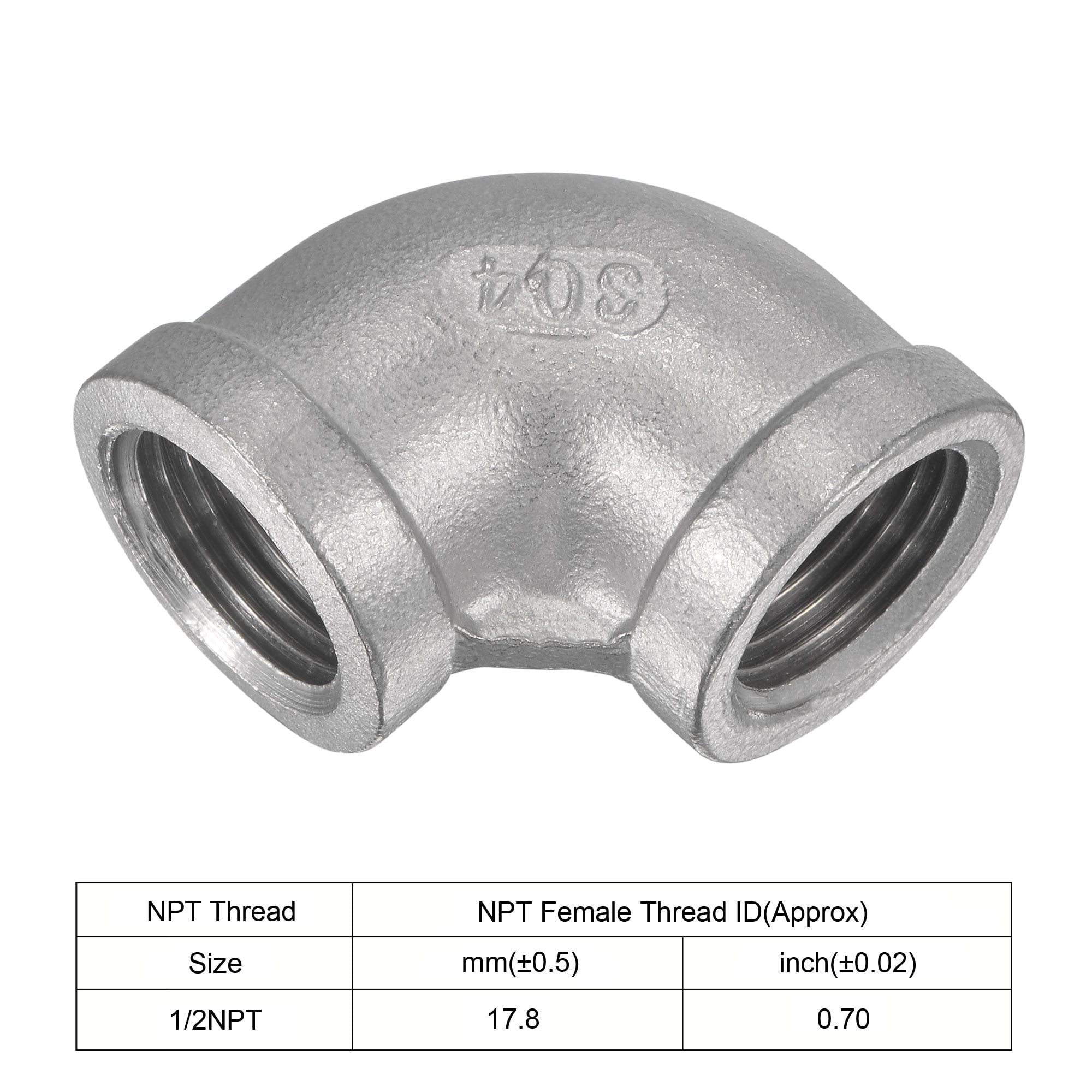 2" Elbow 90 Degree Angled SS 304 Female Threaded Pipe Fitting NPT 
