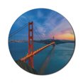 thumbnail image 1 of Travel Mouse Pad for Computers, Real Life Picturesque of Golden Gate Bridge Cityscape California Landmark, Round Non-Slip Thick Rubber Modern Gaming Mousepad, 8" Round, Multicolor, by Ambesonne, 1 of 2
