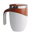 thumbnail image 1 of Taza de acero inoxidable 304 con agitación automática, magnética, con tapa, para el hogar, la oficina y viajes, 380 ml, color marrón, 1 of 13