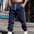 thumbnail image 2 of LWavelet Men's Side Striped Tapered Joggers - Drawstring Waist Trendy Design Casual Everyday Pants Navy L, 2 of 9