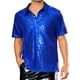 thumbnail image 1 of Polo con lentejuelas INSPIRE CHIC para hombres, camisetas de golf brillantes de manga corta para fiestas en el club, 3XL azul, 1 of 5