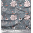 thumbnail image 1 of Soimoi Cotton Duck Fabric Heart,Bee & Floral Artistic Print Sewing Fabric Yard 42 Inch Wide, 1 of 1