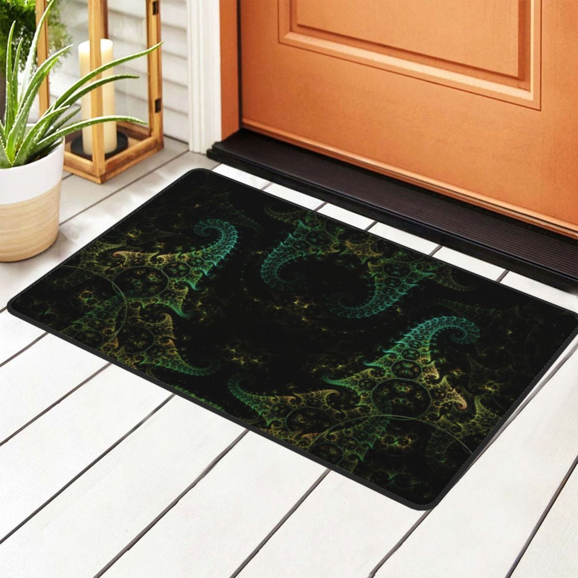 XMXY Abstract Alien Fractal Spiral Area Rugs Doormat Outdoor