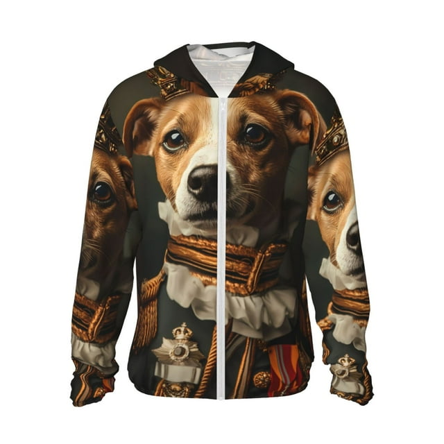 Vsdgher Sweat à Capuche Moderne Imprimé Chien Mignon pour Hommes Femmes, Manches Longues Protection Solaire Pêche pour Course Natation-TG