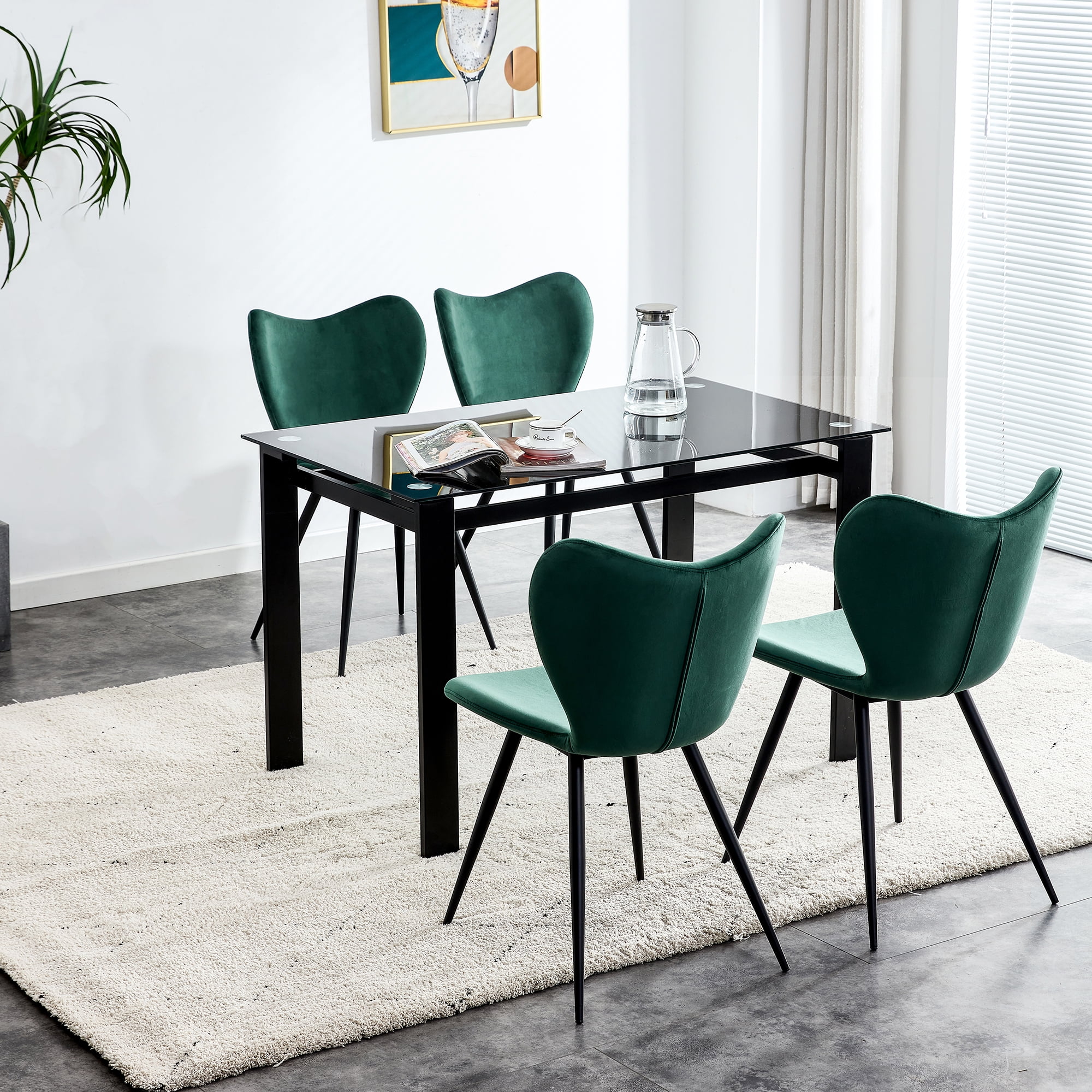 Resenkos Modern Velvet Dining Chairs Set of 2 with Metal Legs, Upholstered Side Chairs for Dining Room Kitchen, Dark Green Resenkos Modern Velvet Dining Chairs Set of 2 with Metal Legs, Upholstered Side Chairs for Dining Room Kitchen, Dark Green