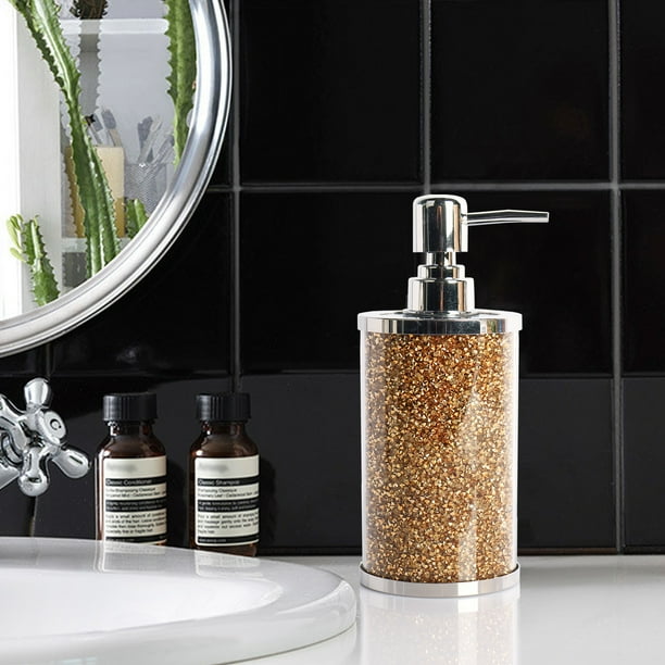 Glass Soap Dispenser with Bling Crystal, Refillable Dispenser with