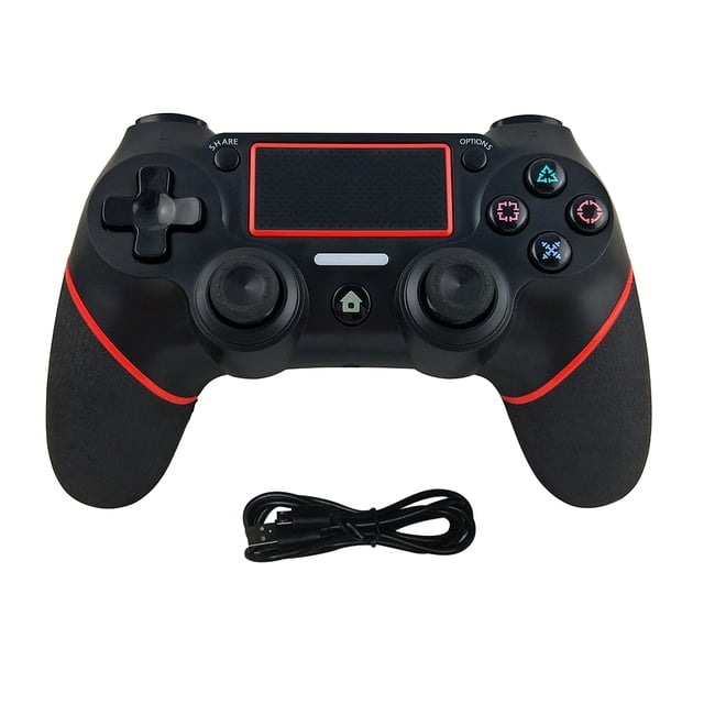 Gamepad inalámbrico Dual Shock Game Controller Bluetooth Recargable Gamepad Reemplazo para PS4, Negro Rojo Inevent EL001950-01B