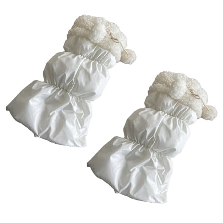 Lamb Fleece Trim Padded Puffer Leg Warmers with Plush Balls Winter Thermal Women s Quilted Boot Covers Gaiters Socks