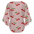 thumbnail image 6 of Cherries Women's V-Neck Blouse With 3/4 Ruffled Bell Sleeves Casual Top Ladies Blouses, 6 of 7