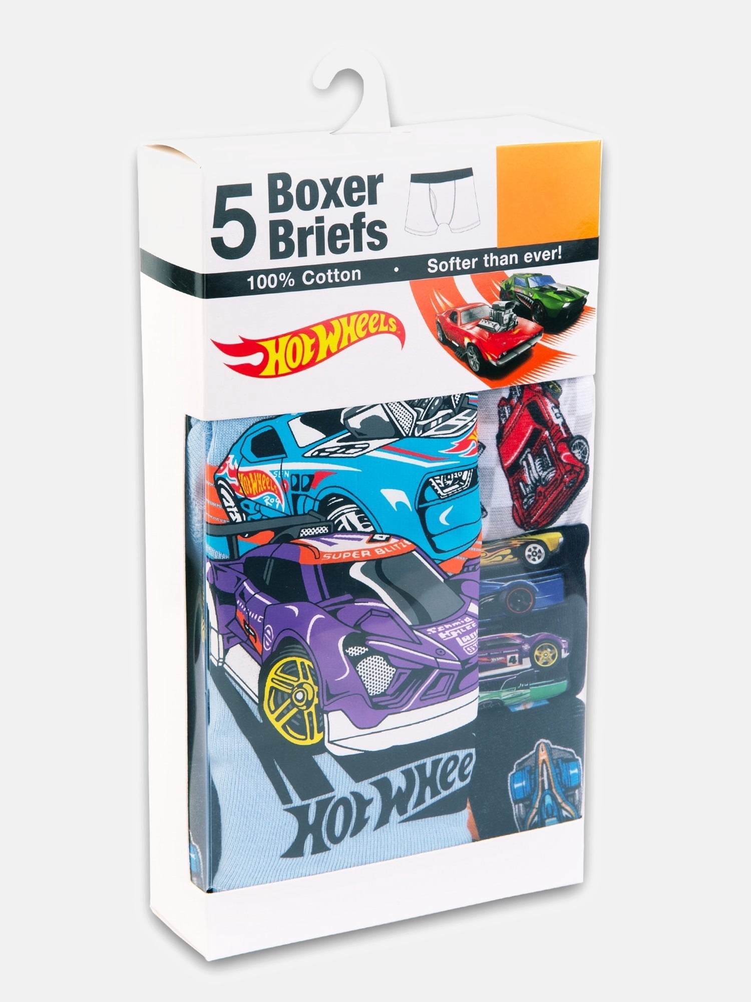 Hot Wheels Boys Cotton Boxer Brief Character Underwear, 5-Pack, Size 4-6