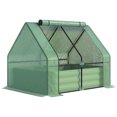 thumbnail image 1 of Outsunny Greenhouse with Raised Garden Bed, Steel Outdoor Planter Box Green, 1 of 8