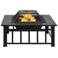 thumbnail image 2 of Outdoor Fire Pit with Poker and Mesh Cover, 32 Inch Black Steel Frame, 2 of 6