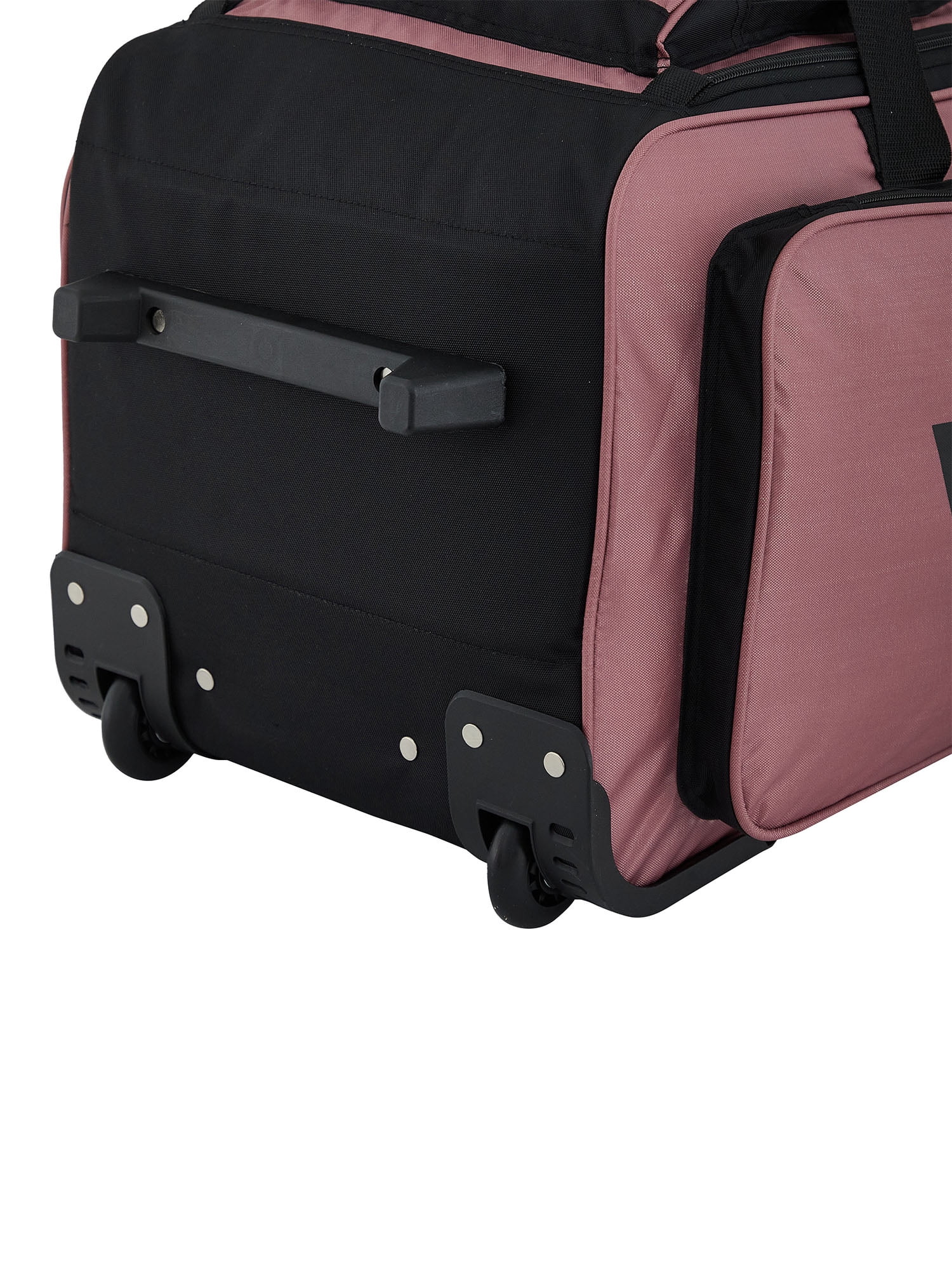 Wrangler 30-inch Large Checked Multi-Pocket Upright Rolling Duffel Bag for Travel, Dusty Rose